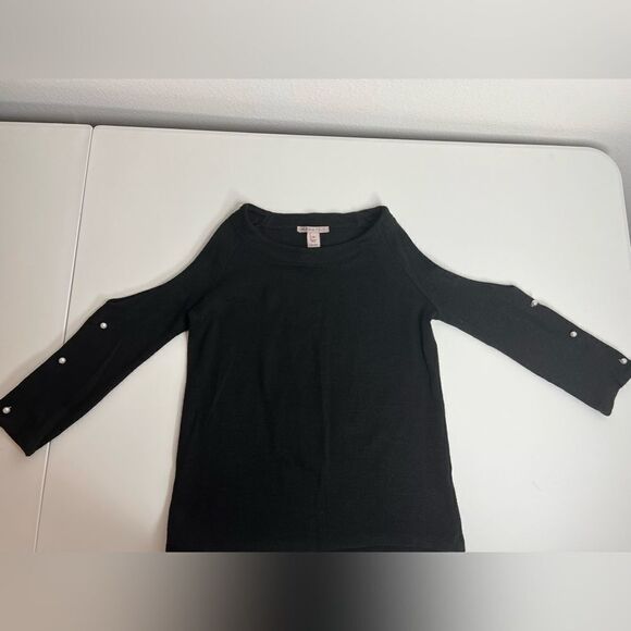 Anna Field Open-shoulder Sweater Black with White Faux Pearls Size XS/ 34 EU - Picture 4 of 14